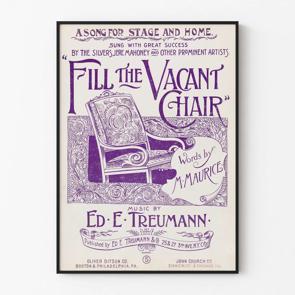 Vintage poster 'Fill the Vacant Chair' for wall decoration