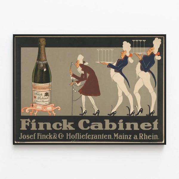Vintage Finck Cabinet Poster - Champagne Wall Decoration — framed artwork on a wall