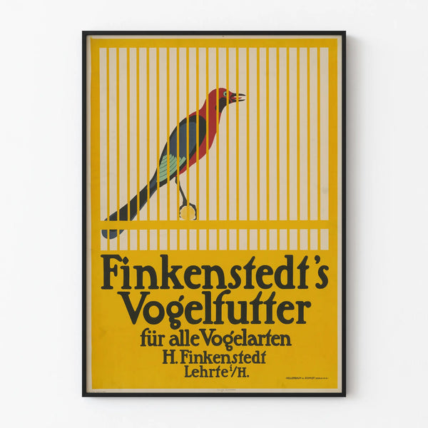 Vintage poster Finkenstedt's Vogelfutter wall decoration bird