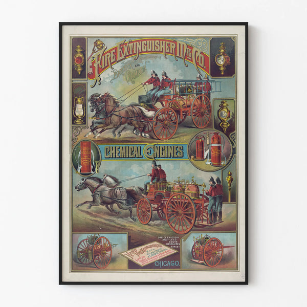 Vintage Advertising Poster Fire Extinguisher Manufacturing Company