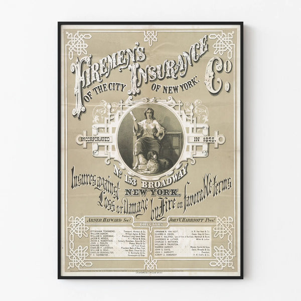 Vintage Fire Insurance Poster New York
