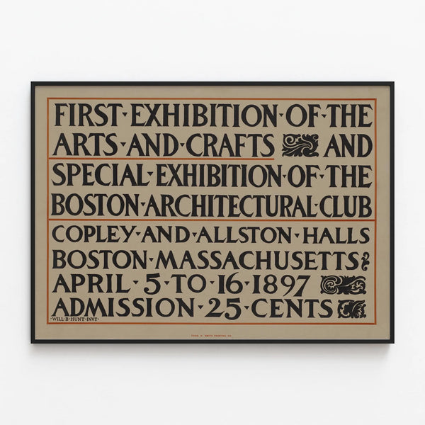 Vintage Poster First Arts & Crafts Exhibition Boston 1897 — framed artwork on a wall