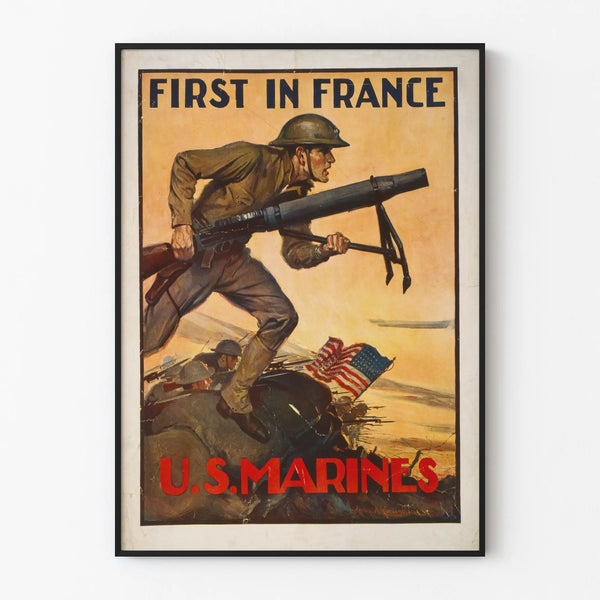 Vintage U.S. Marines Poster First In France