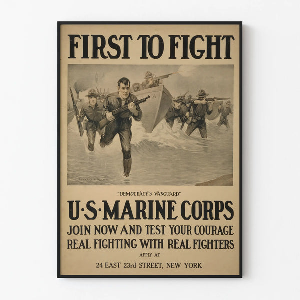 Vintage U.S. Marine Corps recruitment poster - First to Fight