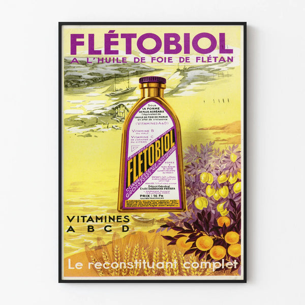 Vintage Poster Flétobiol - Retro Wall Decoration Vitamins A B C D