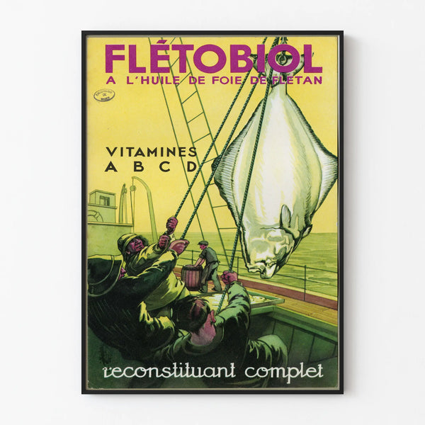 Vintage Poster of Flétobiol Halibut Liver Oil - Retro Wall Decoration