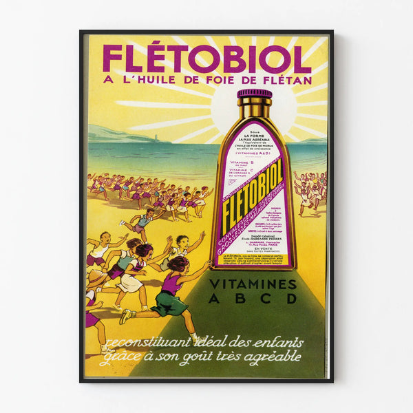 Vintage poster Flétobiol Vitamins A B C D cod liver oil