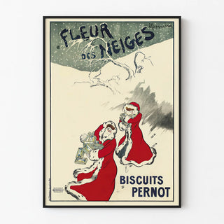 Vintage Poster Snow Flower Pernot Red and Snow