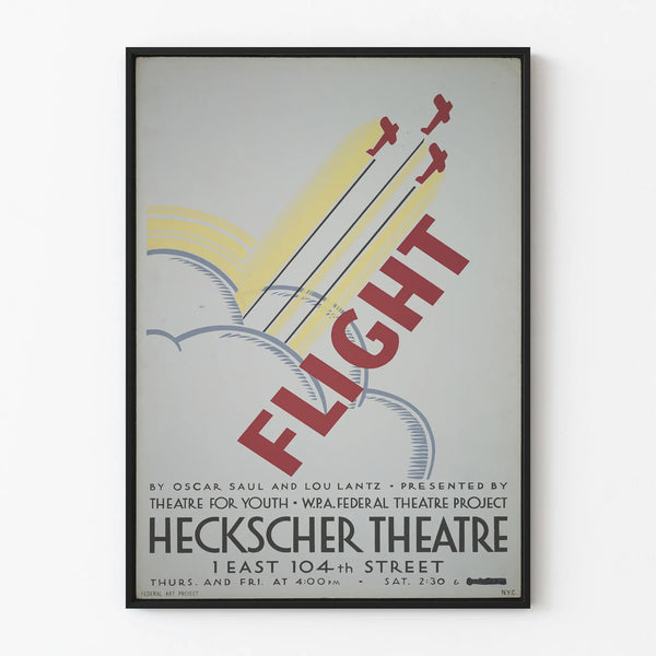 Vintage decorative poster Flight with stylized airplanes