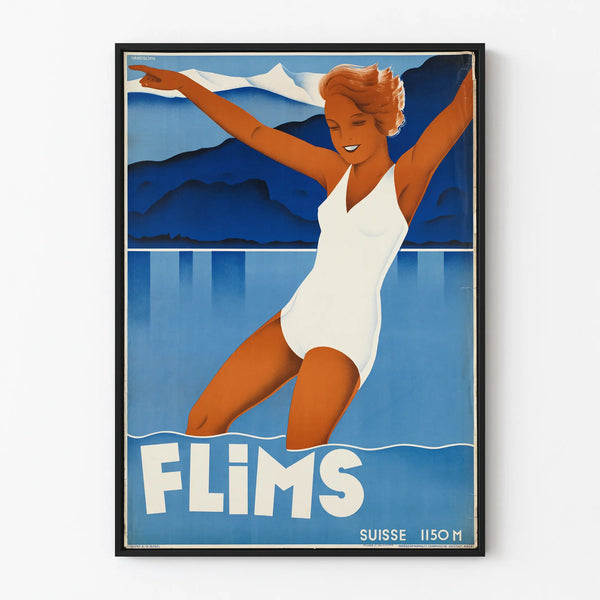 Vintage Swiss Films Poster - Art Deco Wall Decoration