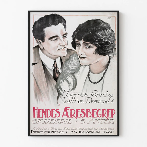 Vintage decorative poster Hendes Æresbegrep with Florence Reed and William Desmond