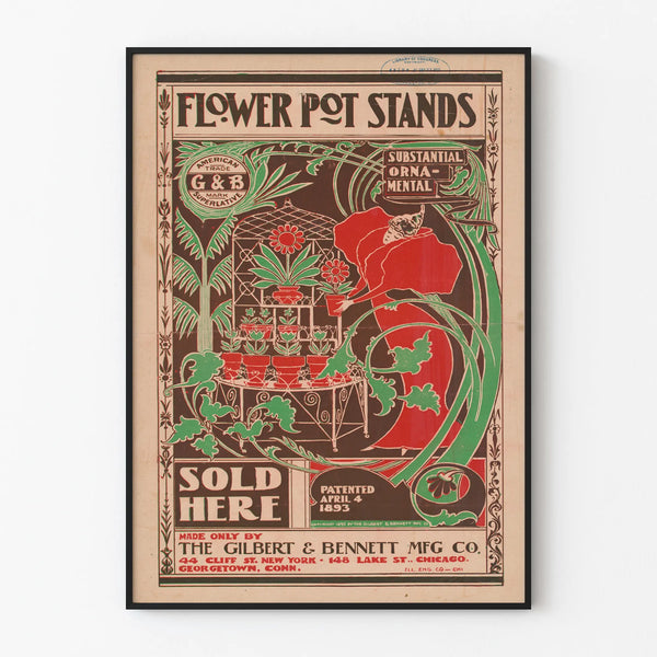 Vintage poster wall decoration Flower Pot Stands 1895