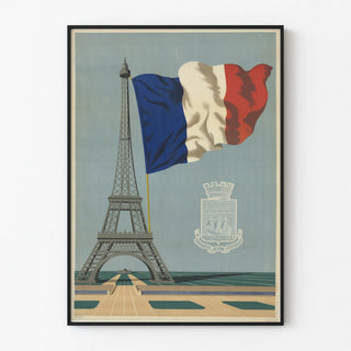 Poster Fluctuat Nec Mergitur with Eiffel Tower and French flag