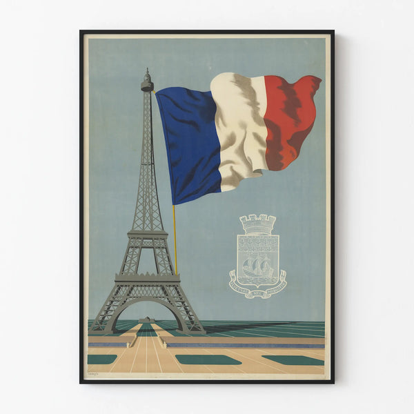 Poster Fluctuat Nec Mergitur with Eiffel Tower and French flag