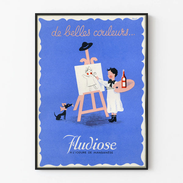 Vintage poster Flu Diose with vibrant colors