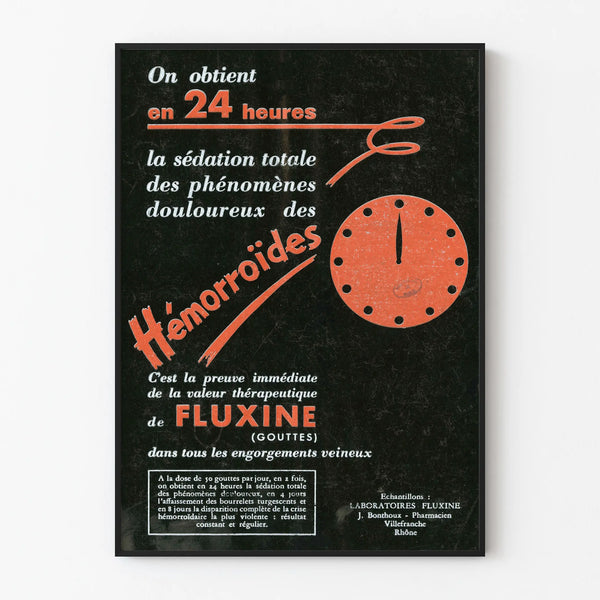 Vintage Medical Poster Fluxine - Rapid Relief of Hemorrhoids