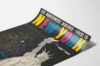 Vintage poster of Northwest Airlines New York with Statue of Liberty