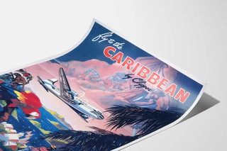 Vintage poster of the flight to the Caribbean by Pan American Airways