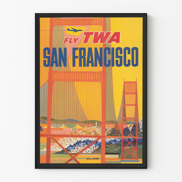 Vintage San Francisco Fly TWA poster for wall decoration