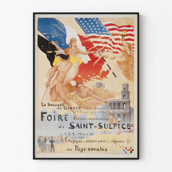 Historical Wall Decoration Poster for the Franco-American Fair of Saint-Sulpice 1917