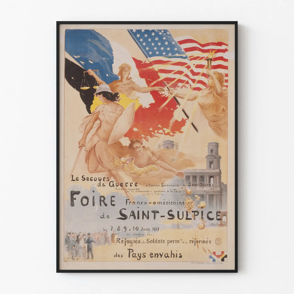 Vintage Poster of the Franco-American Fair of Saint-Sulpice 1917 - Historic Wall Decoration