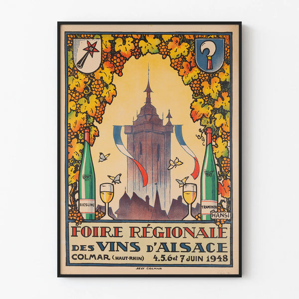 Vintage Poster of the Alsace Wine Fair in Colmar 1948