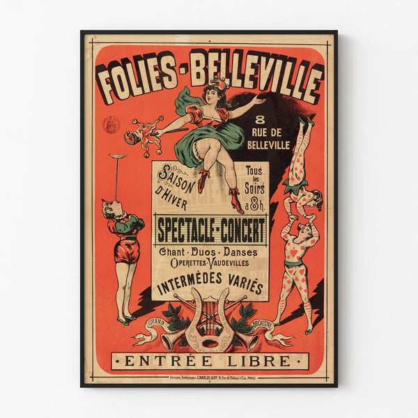 Vintage Poster Folies-Belleville Show-Concert Wall Decoration