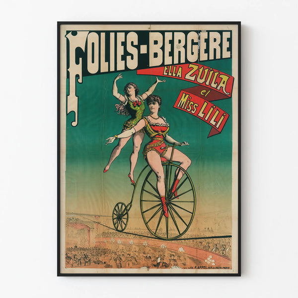 Vintage Poster Folies-Bergère Ella Zuila and Miss Lili