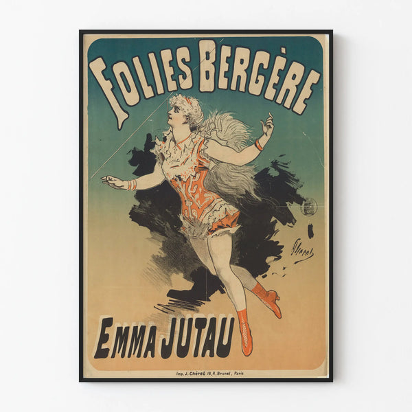 Folies Bergère Poster with Emma Jutau - Vintage Wall Decoration