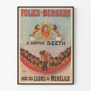 Vintage poster Folies-Bergère: The Tamer Seeth and his Lions of Ménélick