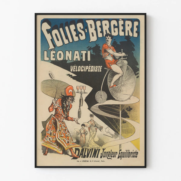 Vintage poster Folies-Bergère Léonati Vélocipédiste and Dalvini Juggler