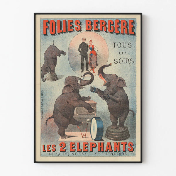 Vintage Poster Folies Bergère The 2 Elephants of Princess Sheherazade
