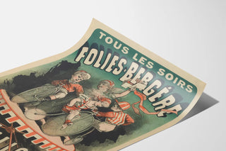 Vintage poster Folies-Bergère The Elliotts on old bicycle
