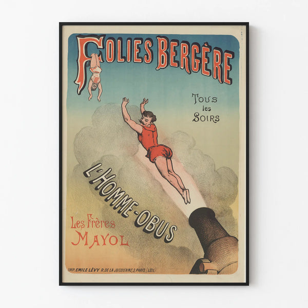 Vintage poster Folies Bergère The Man-Projectile The Mayol Brothers