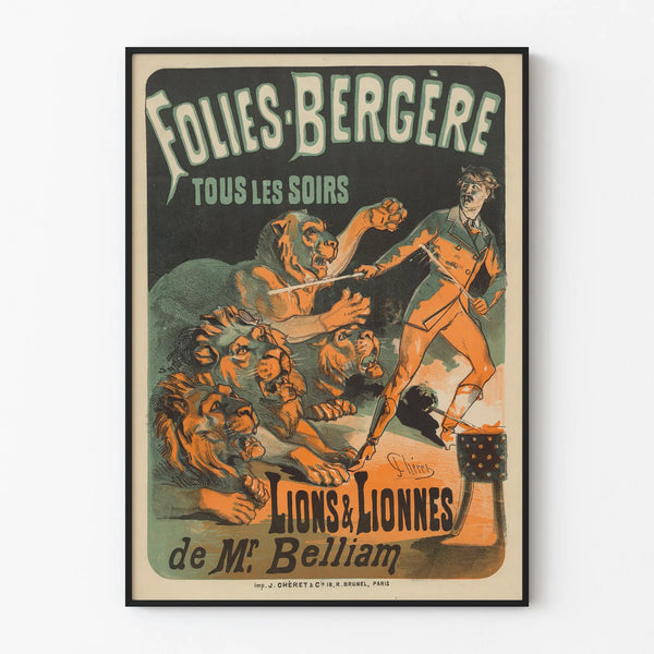 Vintage poster Folies Bergère lions and lionesses by Mr. Belliam