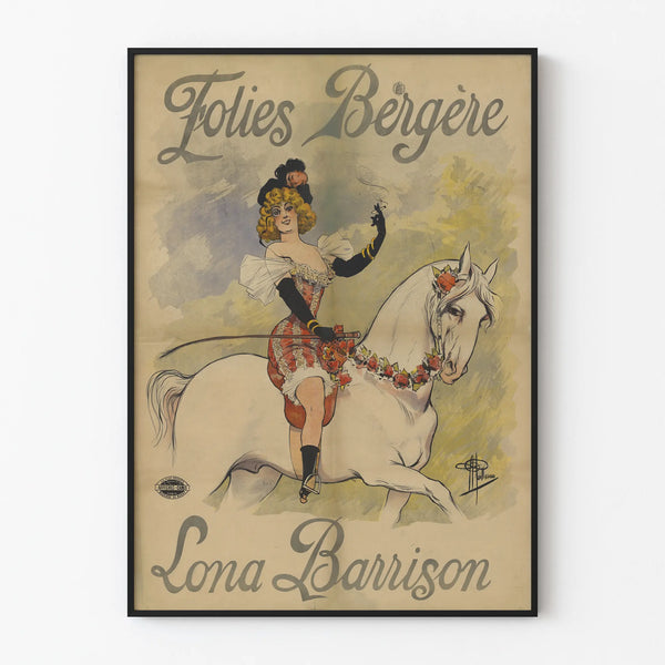 Folies Bergère Poster featuring Lona Barrison on a white horse