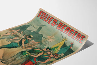 Vintage Folies Bergère Poster Marine