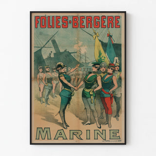 Vintage Folies Bergère Poster Marine
