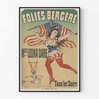 Vintage Poster Folies Bergère Miss Leona Dare Every Evening