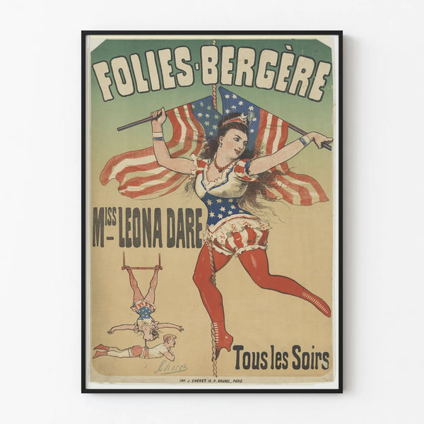 Vintage Poster Folies Bergère Miss Leona Dare Every Evening