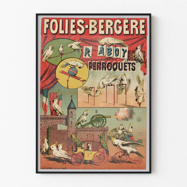 Vintage poster Folies Bergère R. Abdy and his parrots