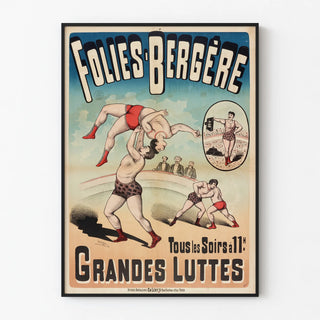 Folies Bergère Poster – Grand Struggles Evenings at 11 p.m.