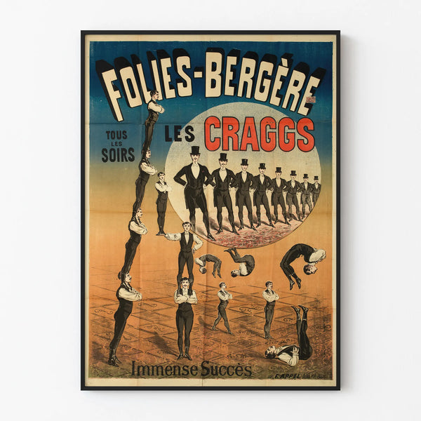 Vintage poster Folies-Bergère Les Craggs acrobatic show
