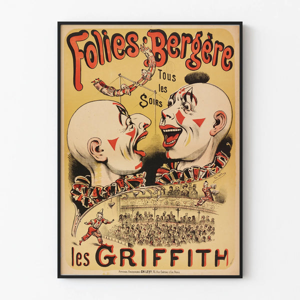 Folies Bergère Poster with Clowns and Acrobatics
