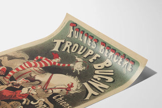 Vintage poster Folies Bergère Bugny troupe with circus animals