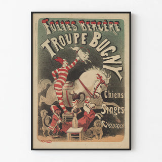 Vintage poster Folies Bergère Bugny troupe with circus animals