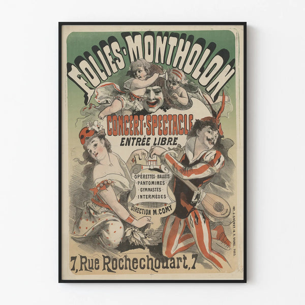 Vintage decorative poster of Folies-Montholon show and concert