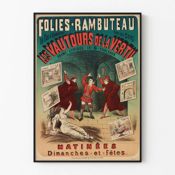 Vintage Poster Folies Rambuteau - The Vultures of Virtue Lyric Theatre