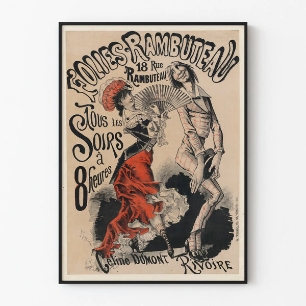 Vintage poster Folies Rambuteau artistic wall decoration
