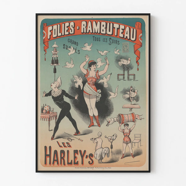 Vintage poster of Les Harley's at Folies Rambuteau
